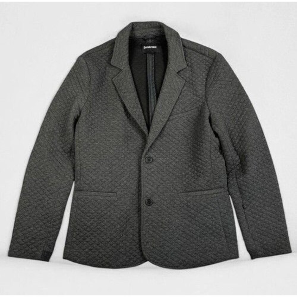 NWOT Betabrand 2 Button Sport Coat Quilted Blazer‎ Men Size L Gray Long Sleeve